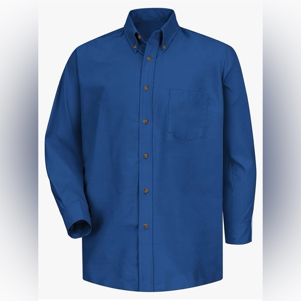 Red Kap Men's Poplin Dress Shirt, Royal Blue, L Tall